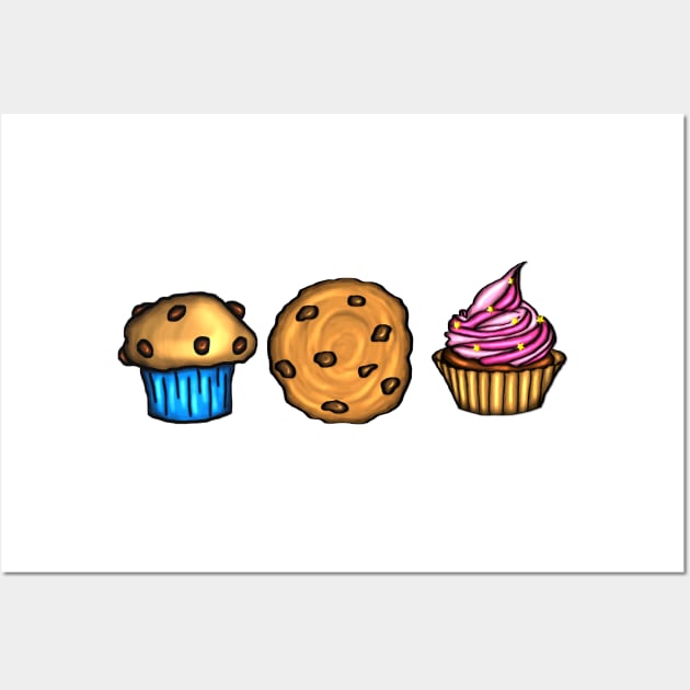 Muffin, Chocolate Cookie, sparkle Cupcake Wall Art by emyzingdesignz